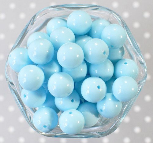 16mm Light Blue solid bubblegum beads