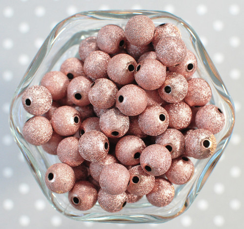 12mm Rose gold stardust bubblegum beads