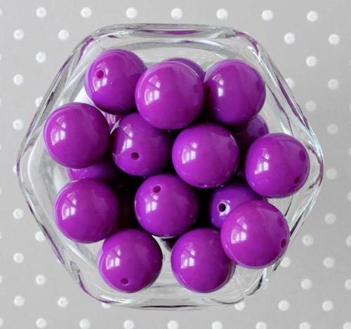 20mm Bright purple solid bubblegum beads
