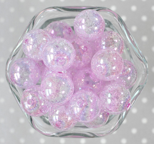 20mm Lavender AB crackle bubblegum beads