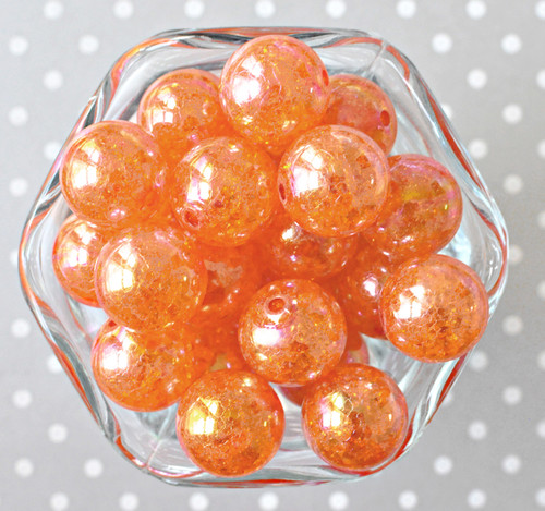 20mm Lt Orange Crush AB crackle bubblegum beads