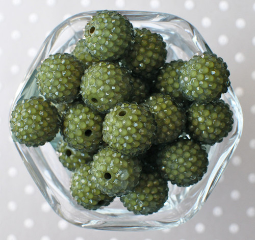 20mm Olive Dewdrop bubblegum beads