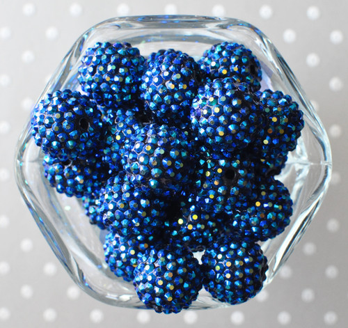 20mm Bright Navy blue rhinestone bubblegum beads