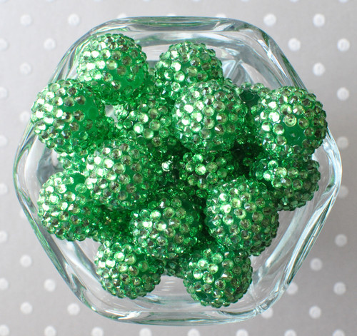 20mm Light Emerald green rhinestone bubblegum beads
