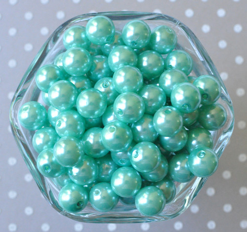 12mm Aqua pearl chunky bubblegum beads