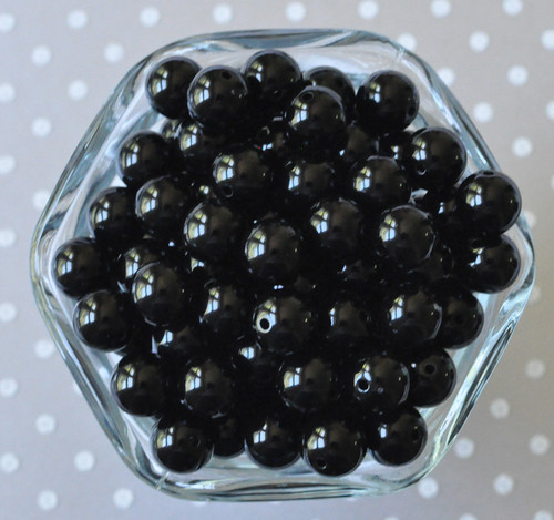 12mm Black solid small bubblegum beads