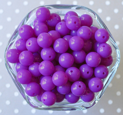 12mm Bright purple solid bubblegum small chunky beads