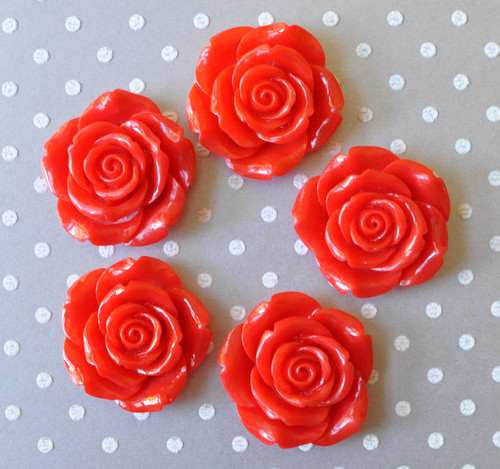 42mm Red resin flower beads for chunky necklaces