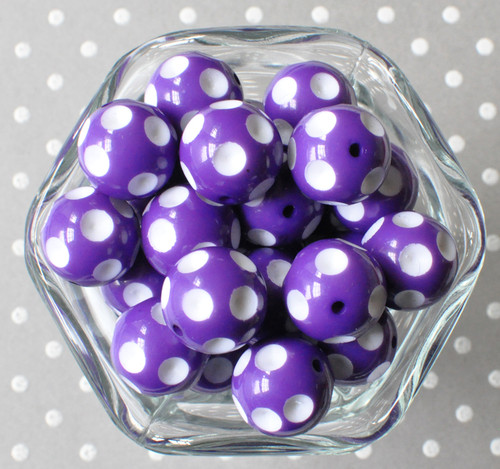 Sugar plum purple polka dot 20mm bubblegum beads