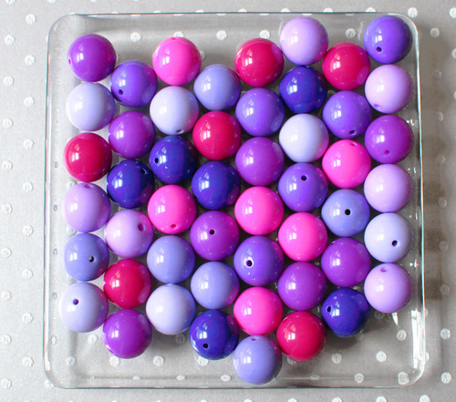 Shades of Purple and fuchsia solids bubblegum bead wholesale variety mix