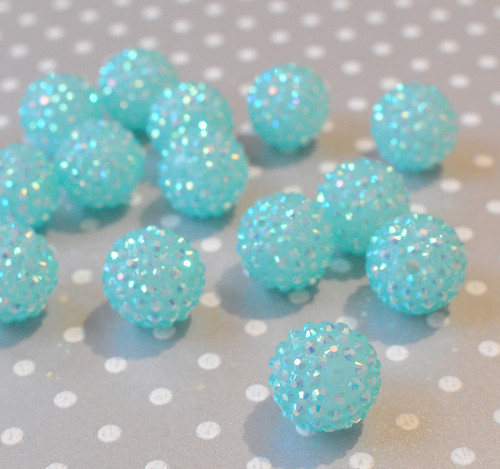 20mm Aqua AB rhinestone bubblegum beads wholesale