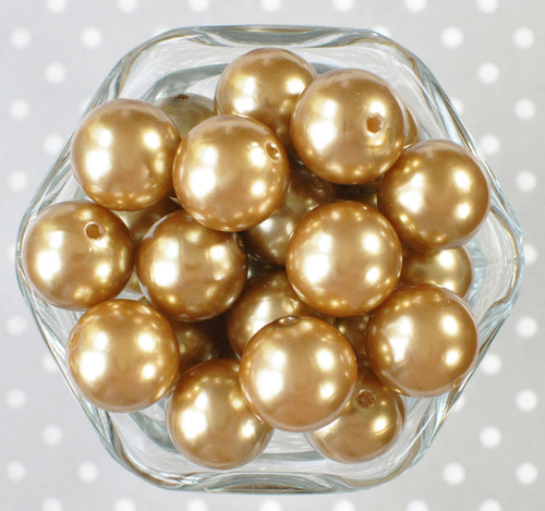 20mm Gold pearl bubblegum beads