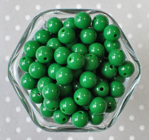 12mm Emerald green solid bubblegum beads