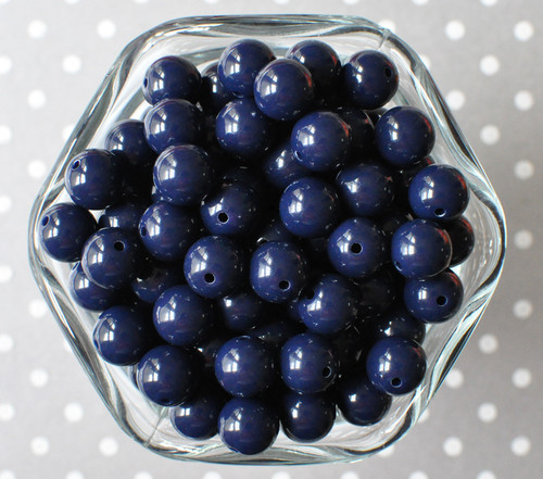 12mm Dark navy blue solid small bubblegum beads in bulk