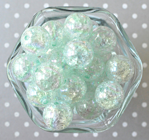 20mm Mint AB crackle bubblegum beads