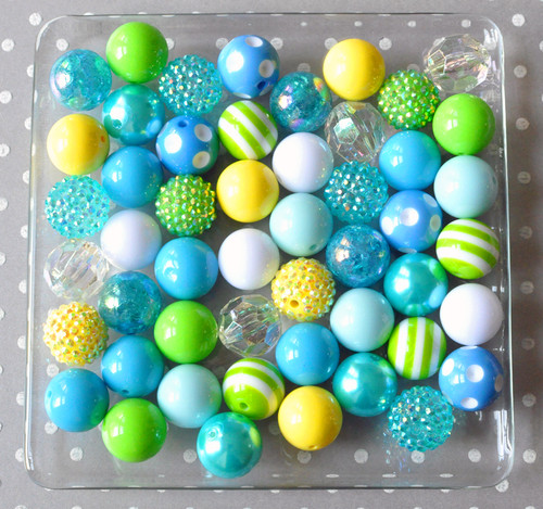 Water Park blue, yellow, and green bubblegum bead wholesale kit