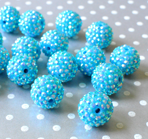 20mm Navy blue rhinestone bubblegum beads