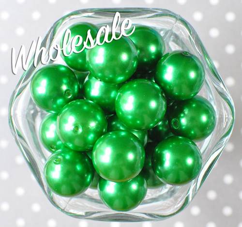 Wholesale 20mm Emerald green pearl chunky beads - 100 piece