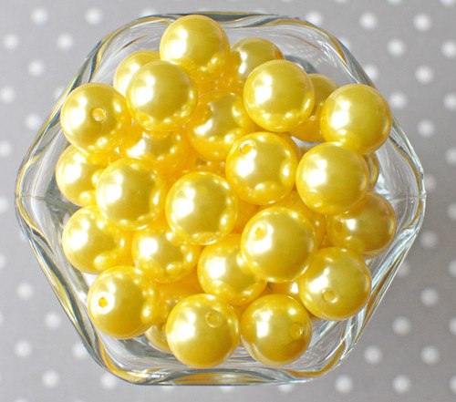 16mm Lemon yellow pearl bubblegum beads