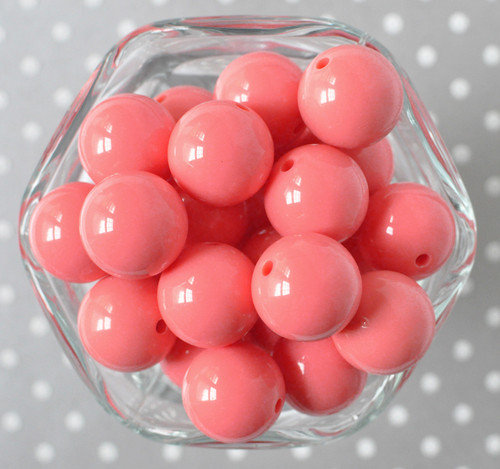20mm Coral rose solid bubblegum beads