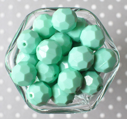 20mm Mint green opaque faceted acrylic beads