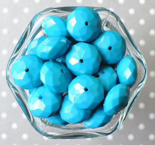 22mm Turquoise opaque faceted rondelle acrylic beads