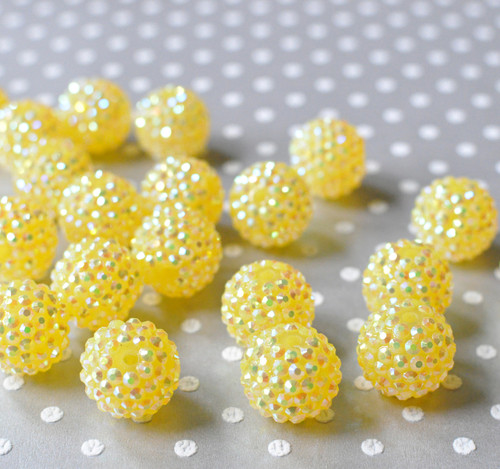 20mm Citrus yellow AB rhinestone bubblegum beads