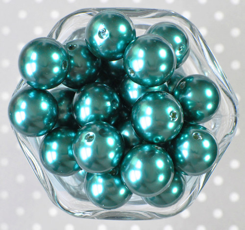 20mm Teal pearl bubblegum beads