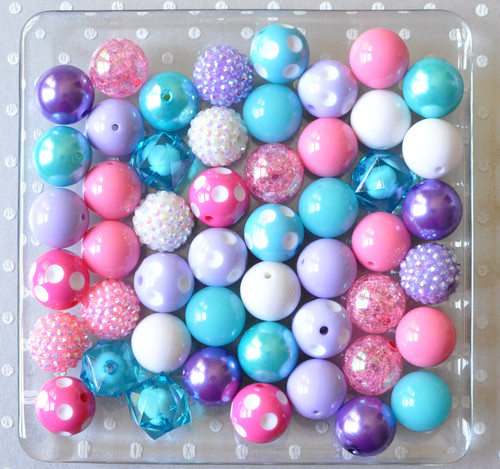 Hot pink, purple, and turquoise bubblegum bead kit