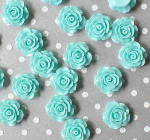 20mm Aqua rose resin flatback flowers