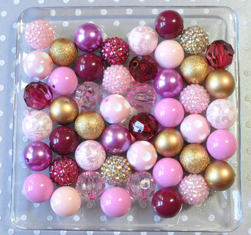 Mauvelous mauve and gold bubblegum bead wholesale kit for chunky necklaces