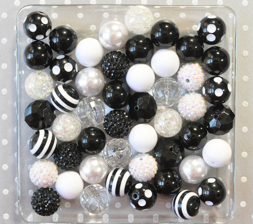 Black and white chunky bubblegum bead variety mix