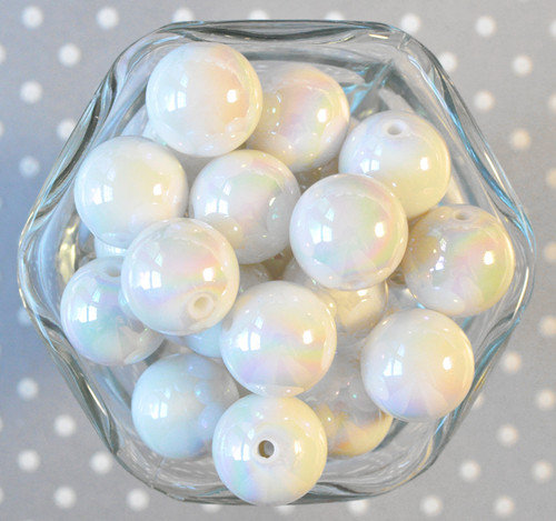 20mm White solid AB bubblegum beads