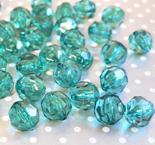 20mm Teal green faceted bubblegum beads