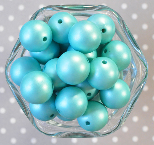 20mm Turquoise Blue matte pearl bubblegum beads