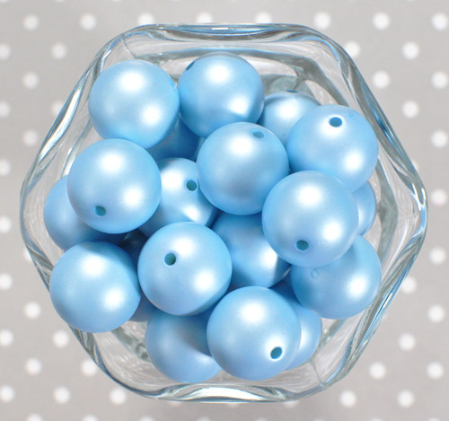 20mm Blue matte pearl bubblegum beads
