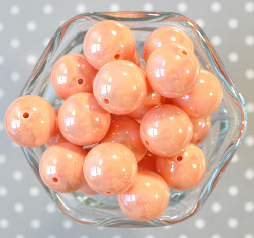 20mm Peach solid AB bubblegum beads