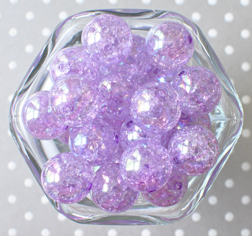 Wholesale 20mm Light Orchid purple AB crackle bubblegum beads 100pc