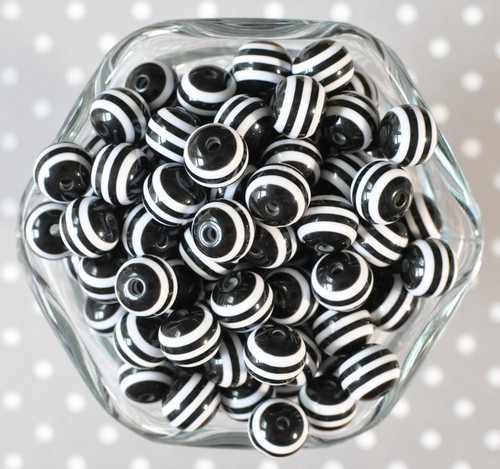 12mm Black stripe bubblegum beads