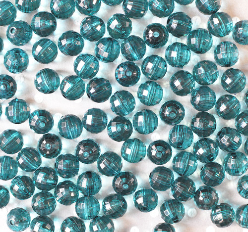 12mm Dark teal disco facet bubblegum beads