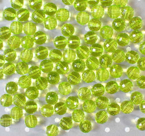 12mm Lime green disco facet bubblegum beads