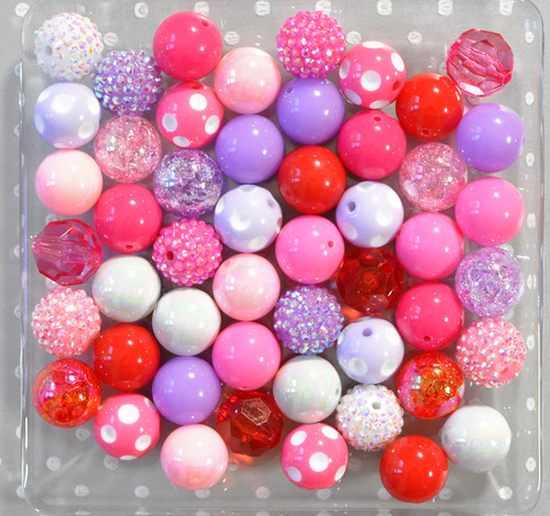 Red, pink, and purple bubblegum bead wholesale kit