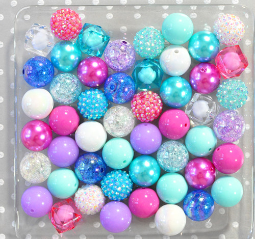 Froze icy aqua, pink, purple bubblegum bead wholesale kit