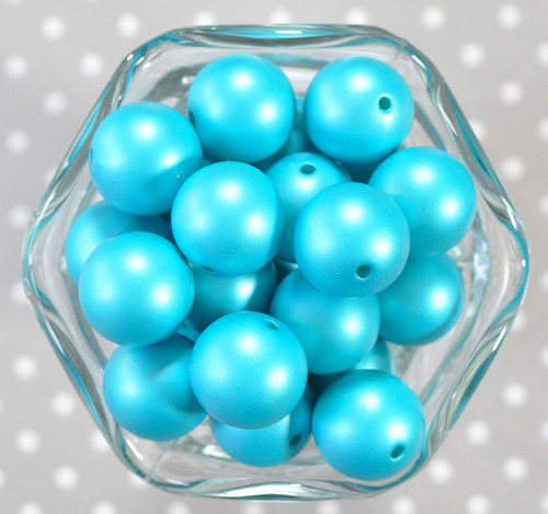 20mm Bright Blue matte pearl bubblegum beads