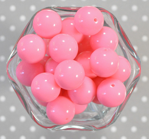 20mm Cotton Candy pink solid bubblegum beads