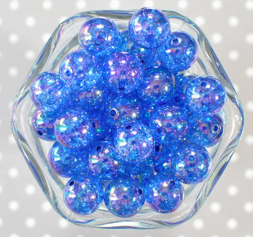 16mm Royal blue AB crackle bubblegum beads