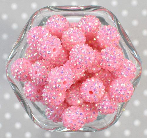 16mm Pink AB rhinestone bubblegum beads