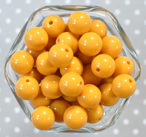 16mm Mustard yellow solid bubblegum beads
