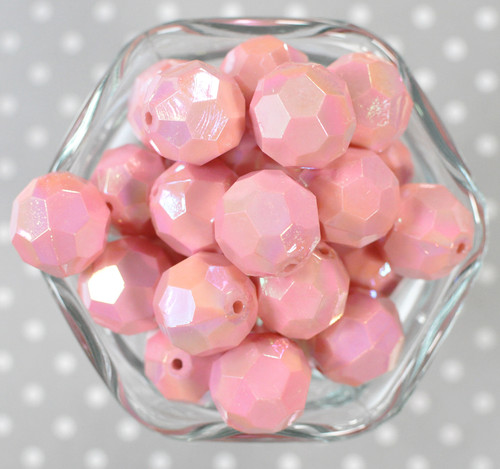 20mm Pink AB opaque faceted acrylic beads
