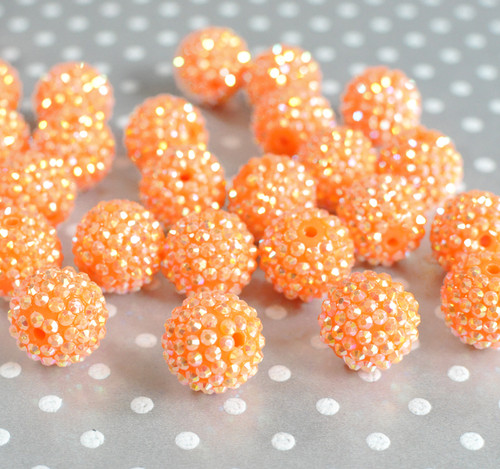 20mm Tangerine AB rhinestone bubblegum beads